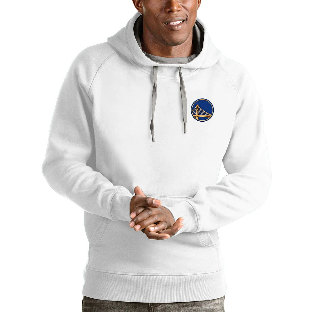 Men's Antigua White Golden State Warriors Victory Pullover Hoodie