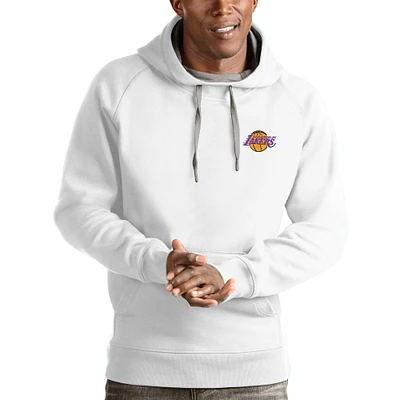 Men's Antigua White Los Angeles Lakers Victory Pullover Hoodie
