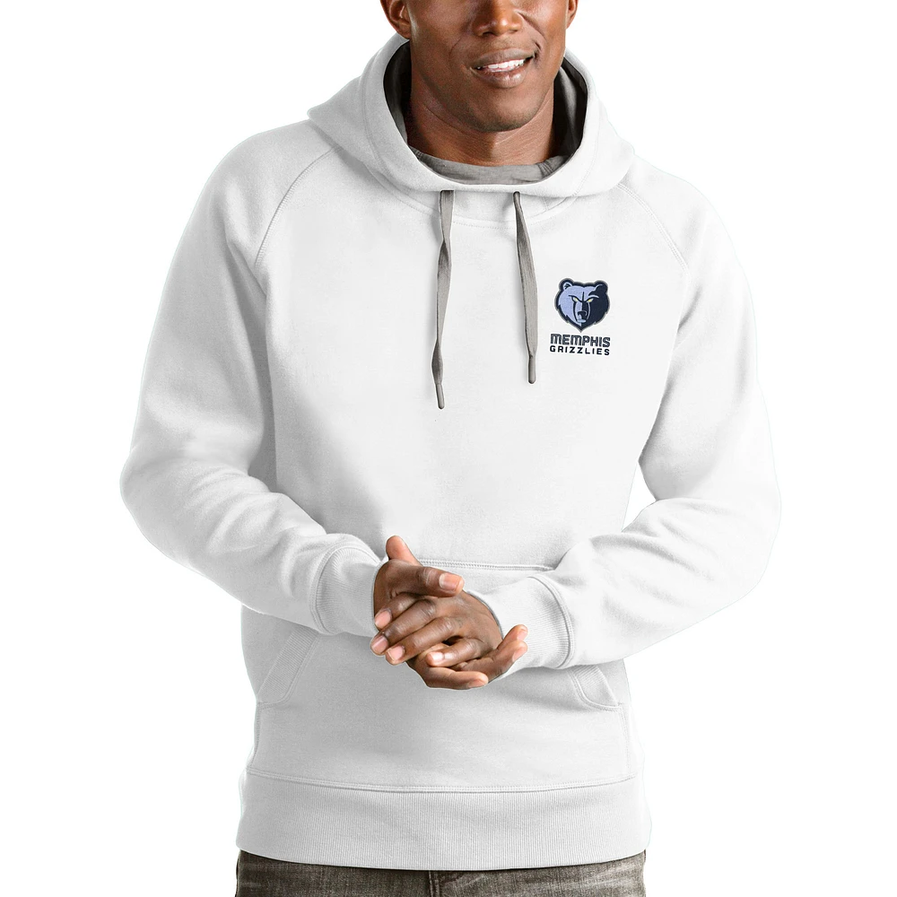 Men's Antigua White Memphis Grizzlies Victory Pullover Hoodie