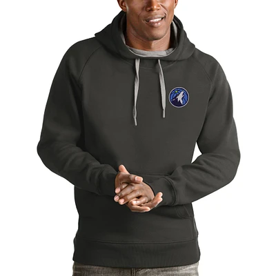 Men's Antigua Charcoal Minnesota Timberwolves Victory Pullover Hoodie
