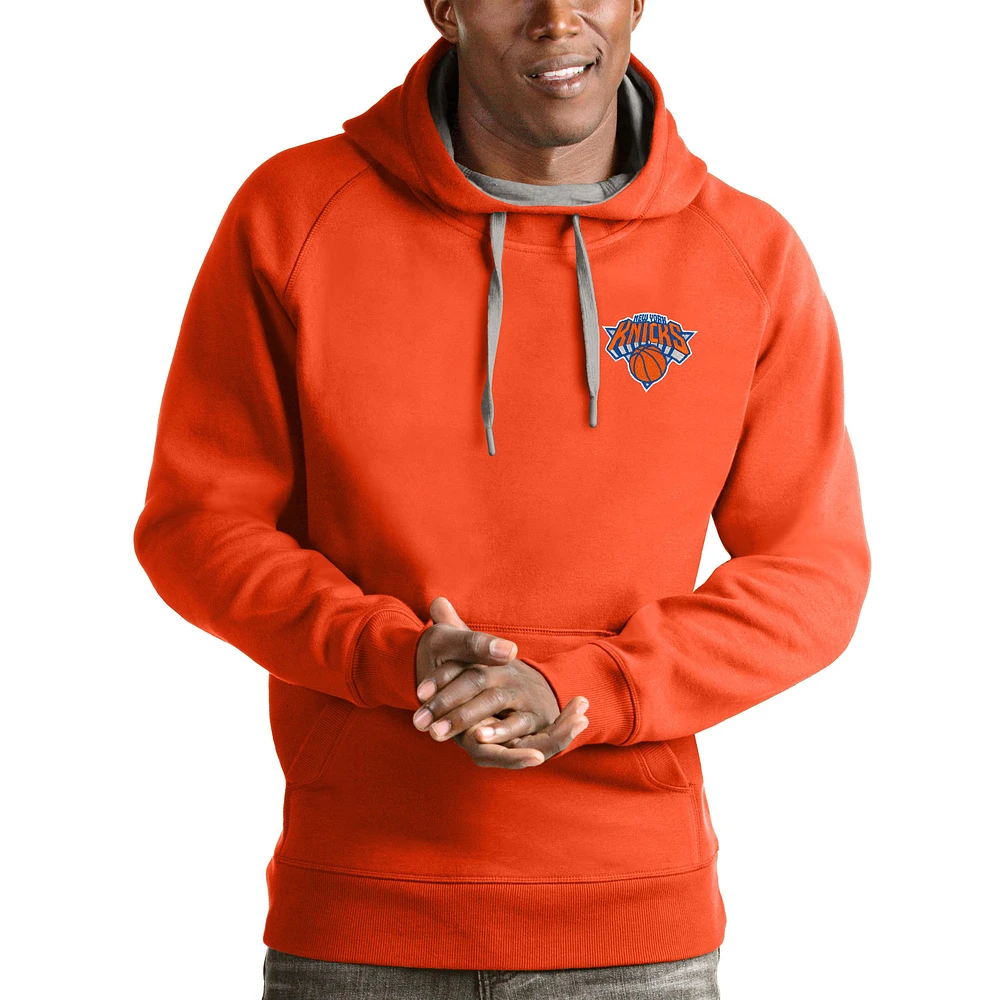 Men's Antigua Orange New York Knicks Victory Pullover Hoodie