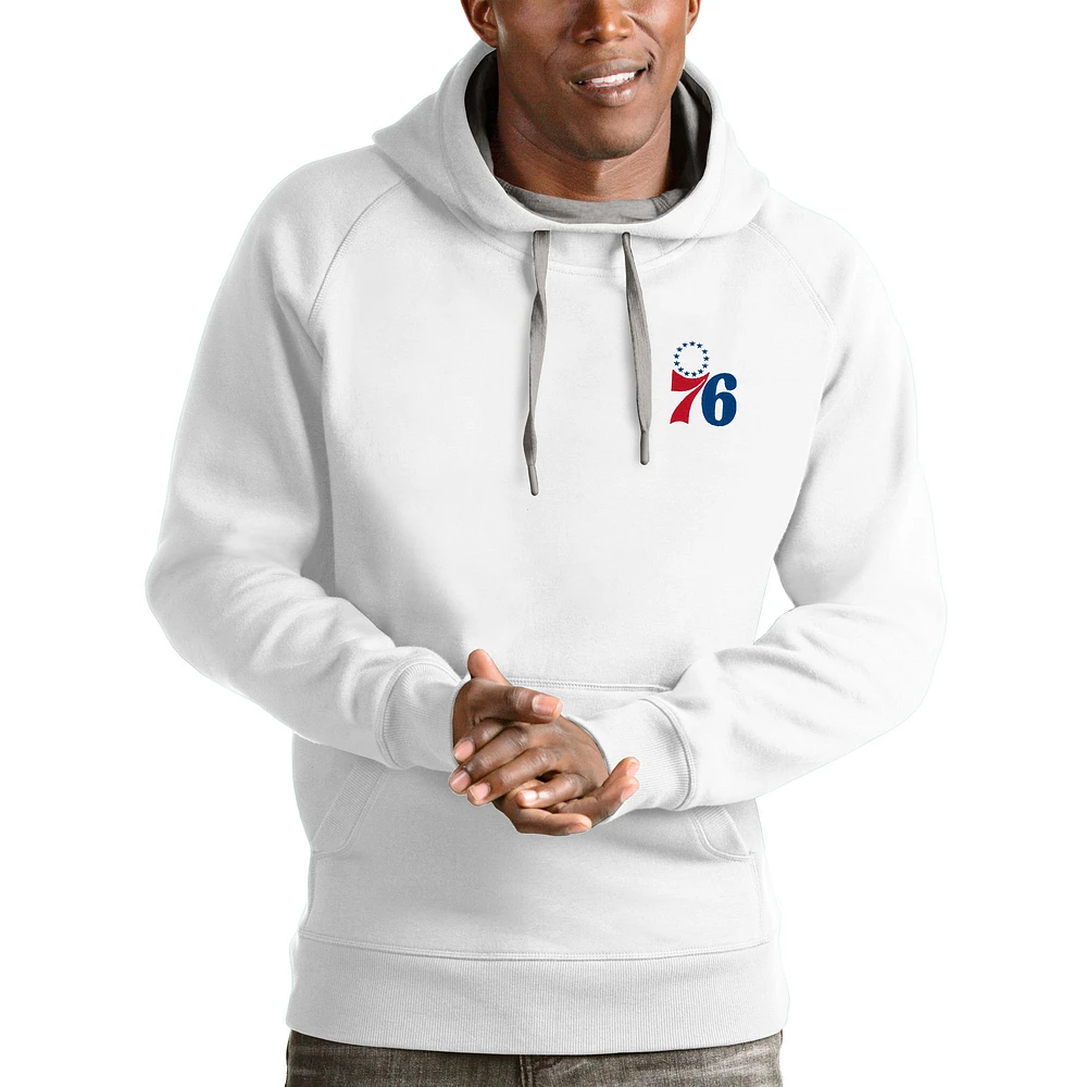 Men's Antigua White Philadelphia 76ers Victory Pullover Hoodie