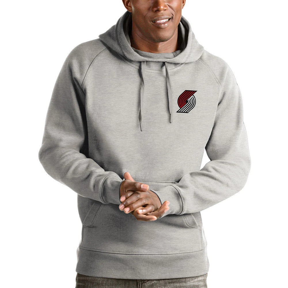 Men's Antigua Heathered Gray Portland Trail Blazers Victory Pullover Hoodie