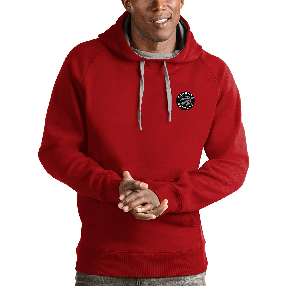 Men's Antigua Heathered Gray Toronto Raptors Victory Pullover Hoodie
