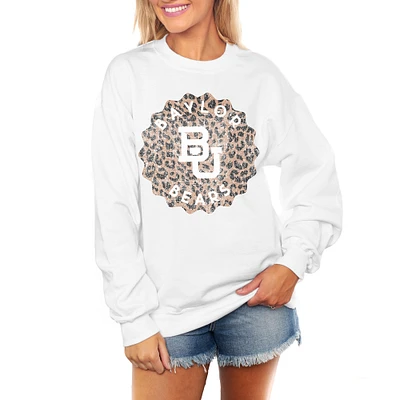 Women's Gameday Couture White Baylor Bears Wild Side Perfect Crewneck Pullover Sweatshirt