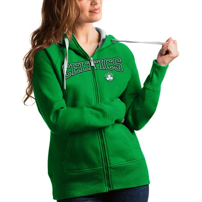 Women's Antigua Kelly Green Boston Celtics Team Victory Full-Zip Hoodie