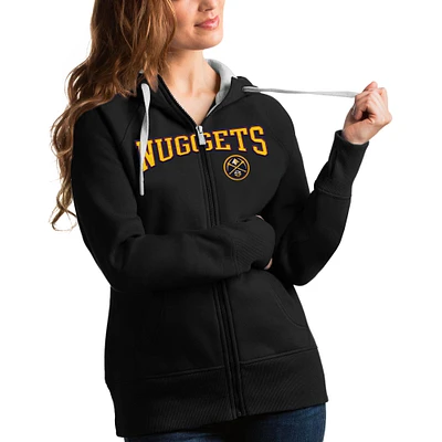 Women's Antigua Black Denver Nuggets Team Victory Full-Zip Hoodie
