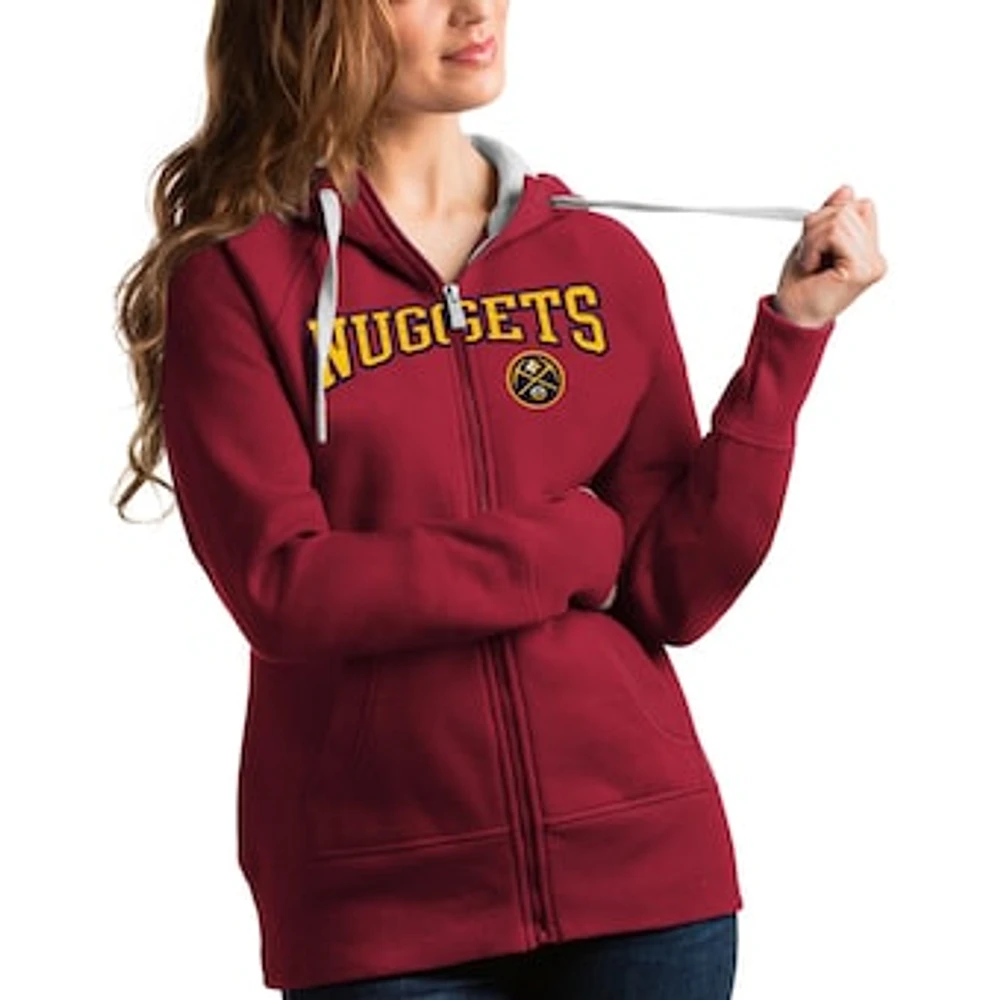 Women's Antigua Red Denver Nuggets Team Victory Full-Zip Hoodie
