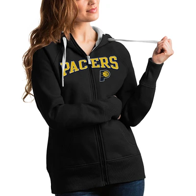 Women's Antigua Black Indiana Pacers Team Victory Full-Zip Hoodie