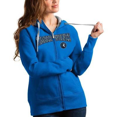 Women's Antigua Blue Minnesota Timberwolves Team Victory Full-Zip Hoodie