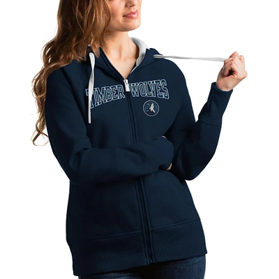 Women's Antigua Navy Minnesota Timberwolves Team Victory Full-Zip Hoodie