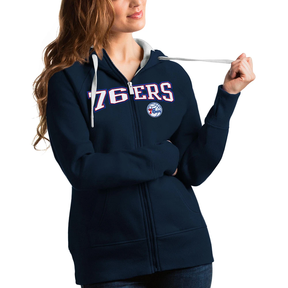 Women's Antigua Navy Philadelphia 76ers Team Victory Full-Zip Hoodie