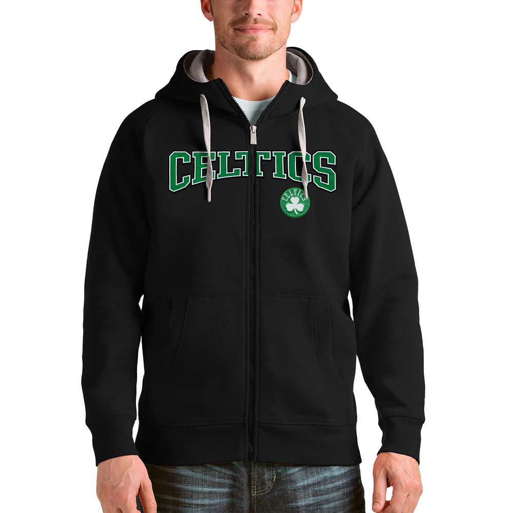Men's Antigua Black Boston Celtics Team Victory Full-Zip Hoodie