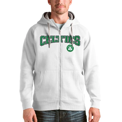 Men's Antigua White Boston Celtics Victory Full-Zip Hoodie