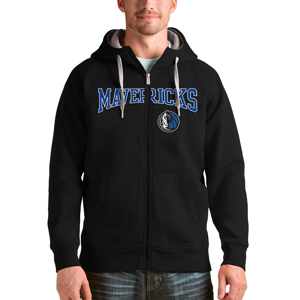 Men's Antigua Black Dallas Mavericks Victory Full-Zip Hoodie