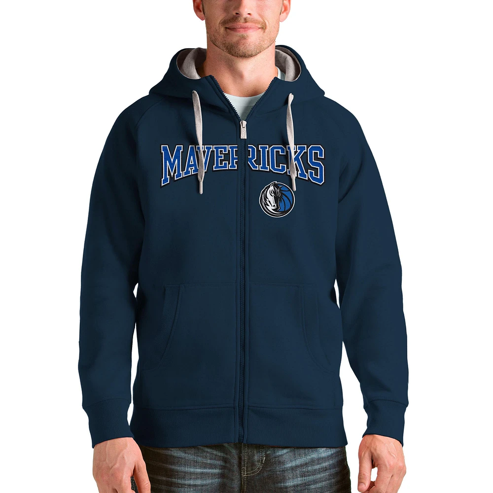 Men's Antigua Navy Dallas Mavericks Victory Full-Zip Hoodie