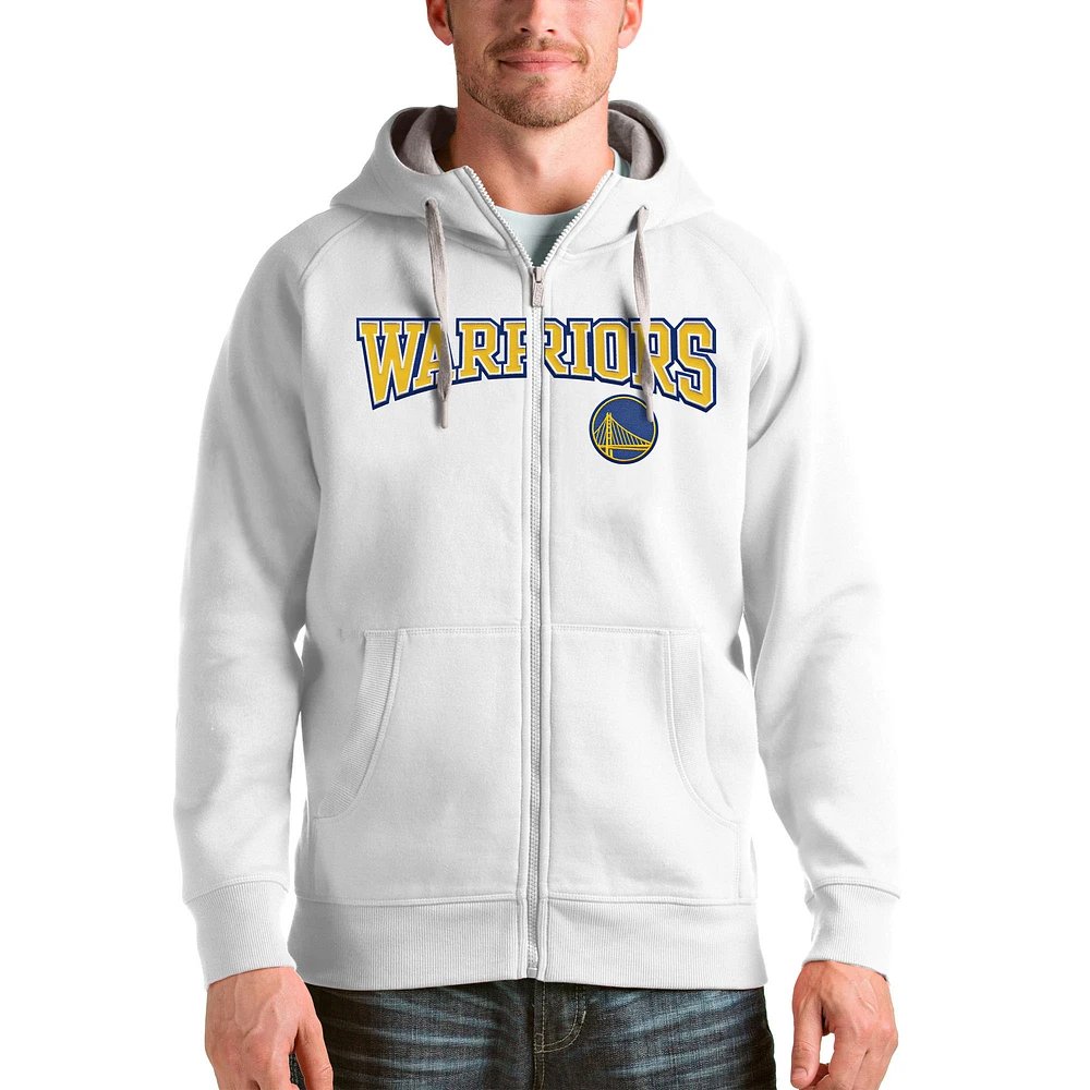 Men's Antigua White Golden State Warriors Victory Full-Zip Hoodie