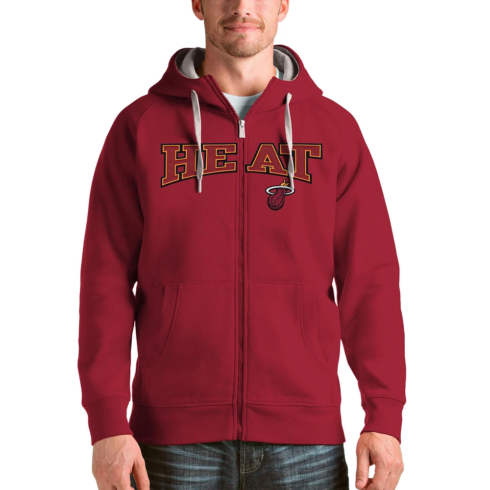 Men's Antigua Red Miami Heat Victory Full-Zip Hoodie