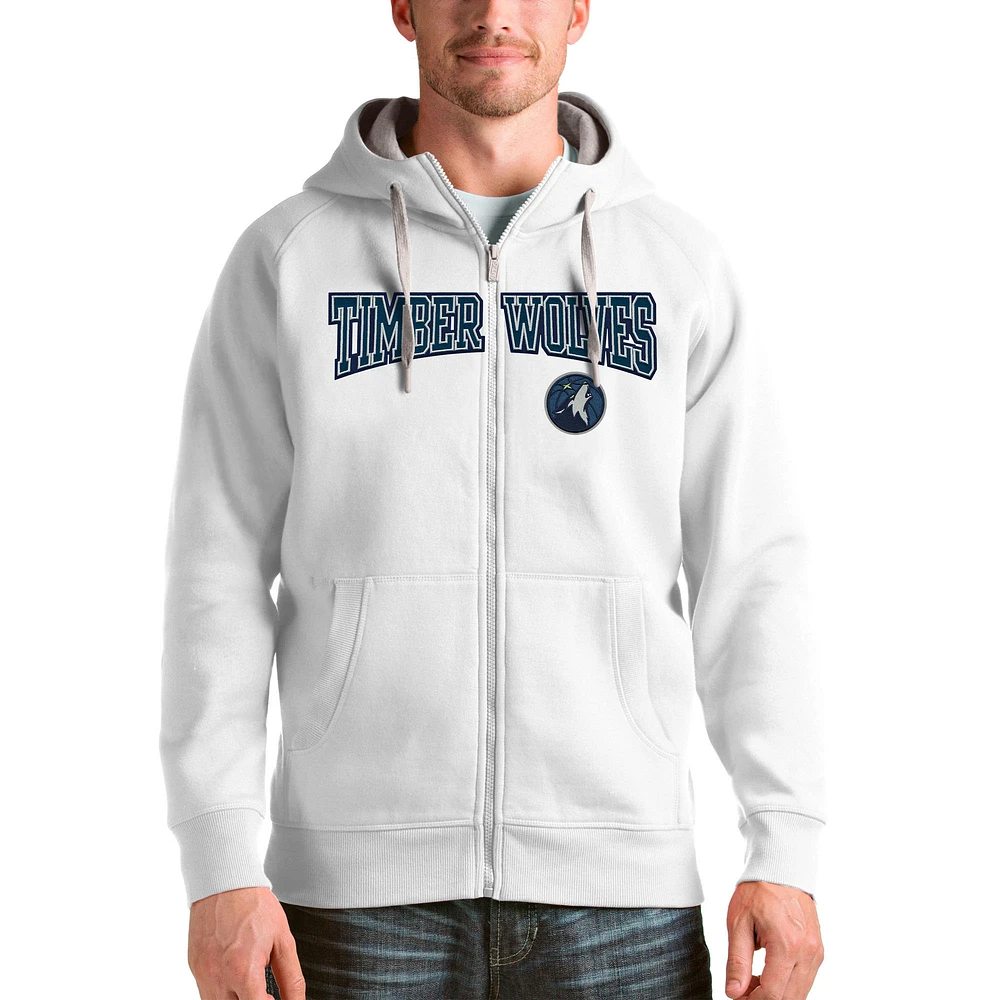 Men's Antigua White Minnesota Timberwolves Victory Full-Zip Hoodie