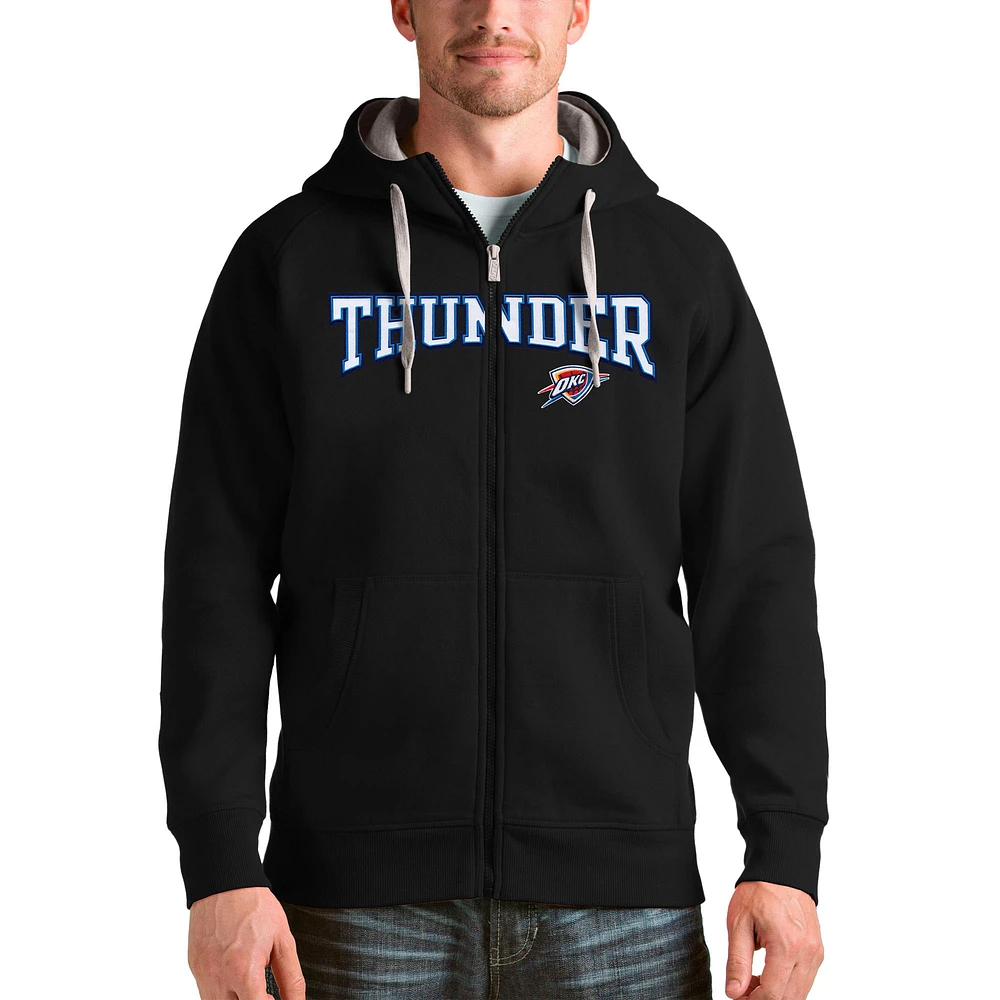 Men's Antigua Black Oklahoma City Thunder Victory Full-Zip Hoodie