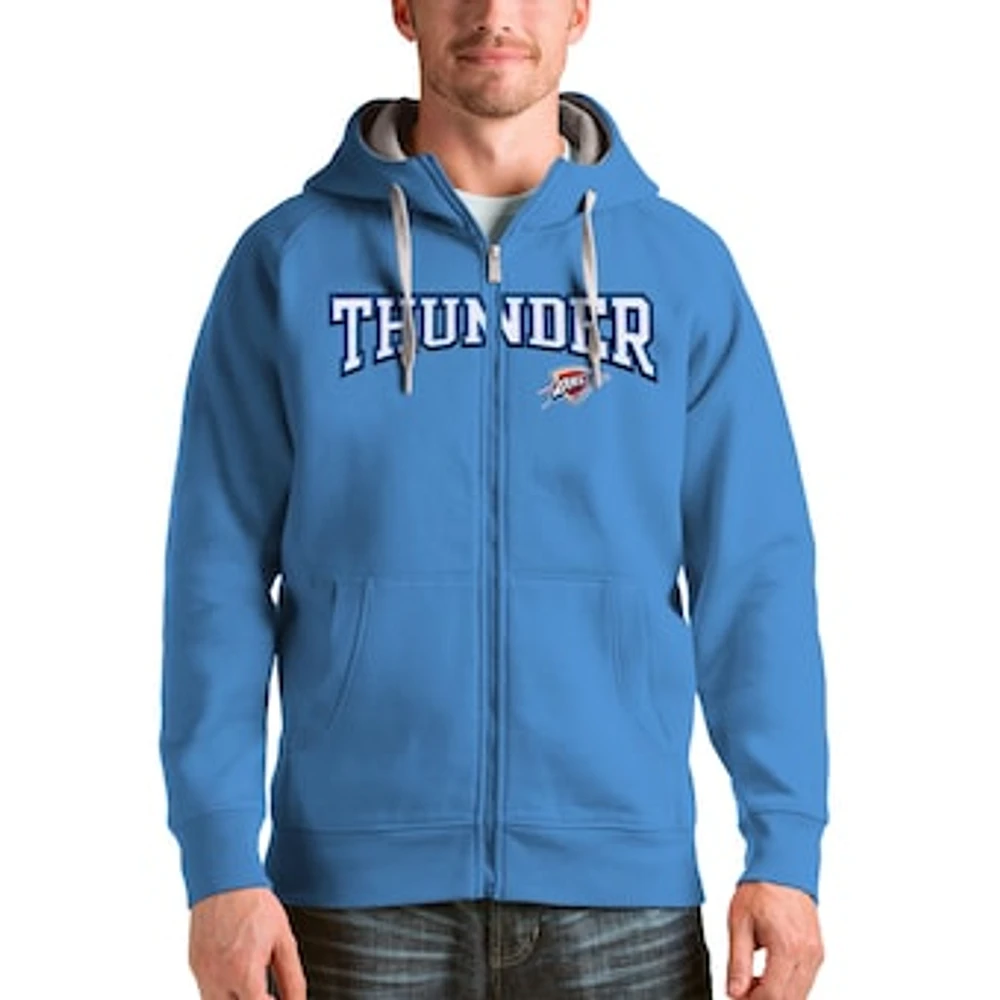 Men's Antigua Light Blue Oklahoma City Thunder Victory Full-Zip Hoodie