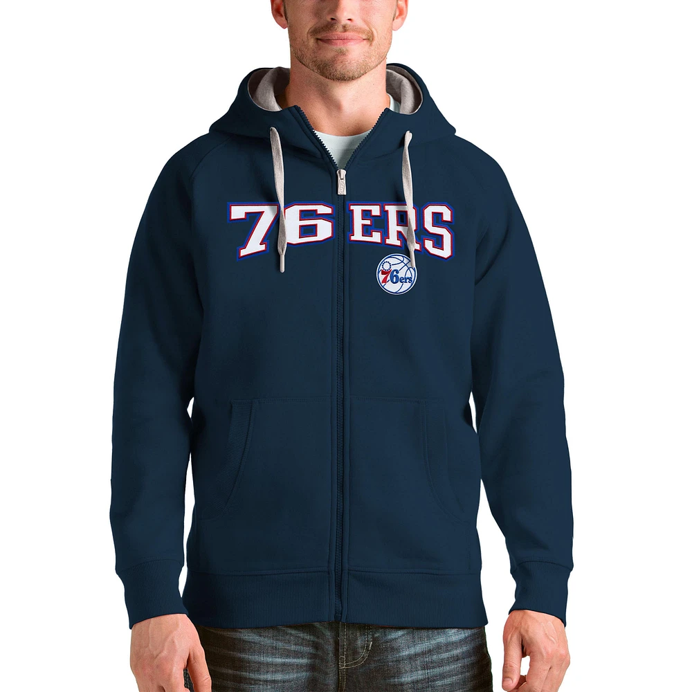 Men's Antigua Navy Philadelphia 76ers Victory Full-Zip Hoodie