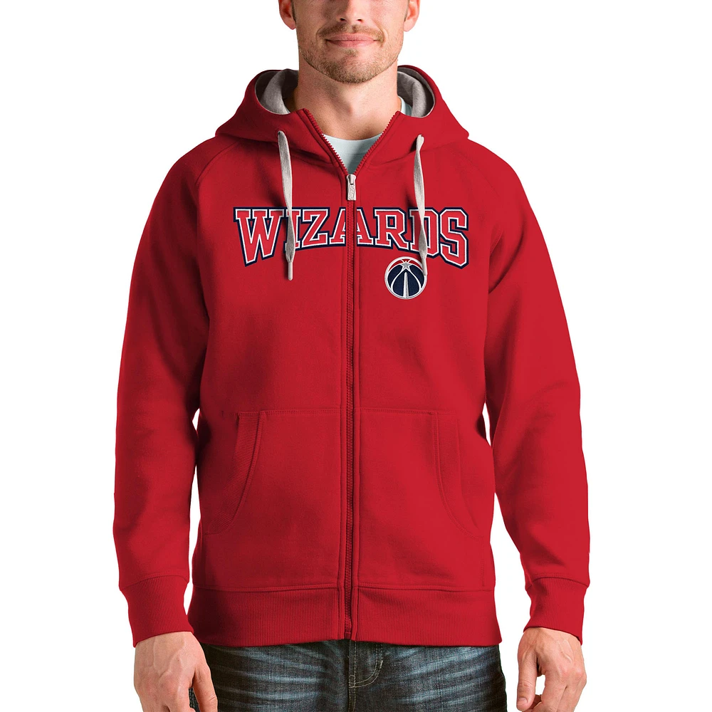 Men's Antigua Red Washington Wizards Victory Full-Zip Hoodie