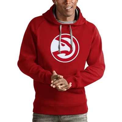 Men's Antigua Red Atlanta Hawks Logo Victory Pullover Hoodie