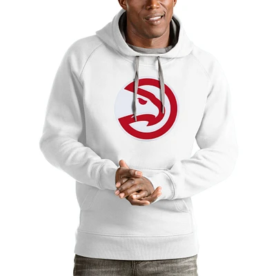 Men's Antigua White Atlanta Hawks Logo Victory Pullover Hoodie