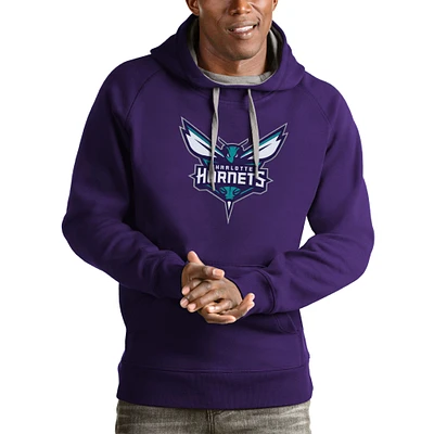 Men's Antigua Purple Charlotte Hornets Logo Victory Pullover Hoodie