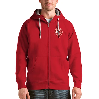 Men's Antigua Red Atlanta Hawks Logo Victory Full-Zip Hoodie