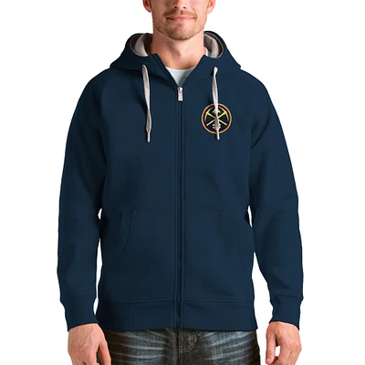 Men's Antigua Navy Denver Nuggets Logo Victory Full-Zip Hoodie
