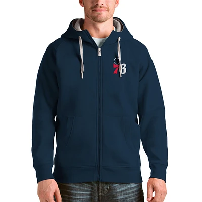 Men's Antigua Navy Philadelphia 76ers Logo Victory Full-Zip Hoodie