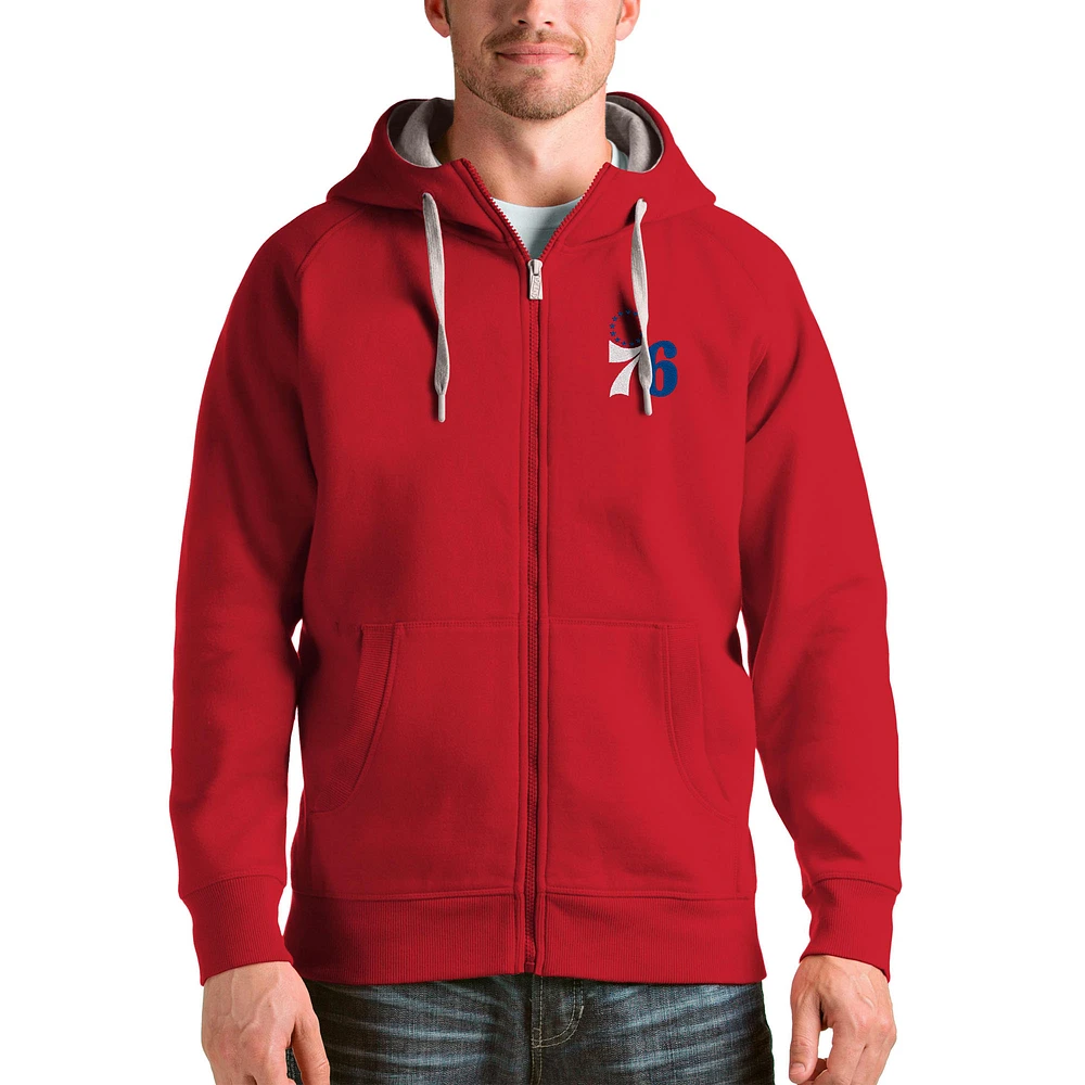 Men's Antigua Philadelphia 76ers Logo Victory Full-Zip Hoodie