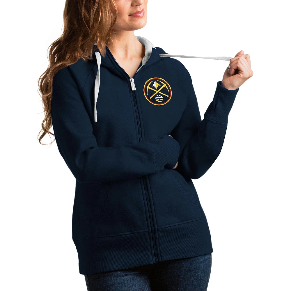 Women's Antigua Navy Denver Nuggets Victory Full-Zip Hoodie