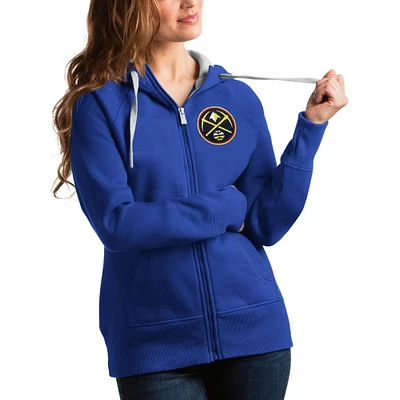 Women's Antigua Royal Denver Nuggets Victory Full-Zip Hoodie