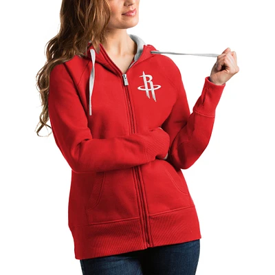 Women's Antigua Red Houston Rockets Victory Full-Zip Hoodie
