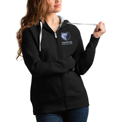 Women's Antigua Black Memphis Grizzlies Victory Full-Zip Hoodie