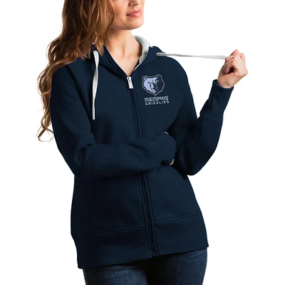 Women's Antigua Navy Memphis Grizzlies Victory Full-Zip Hoodie
