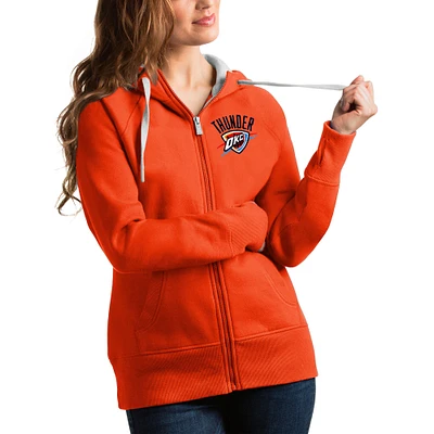 Women's Antigua Orange Oklahoma City Thunder Victory Full-Zip Hoodie