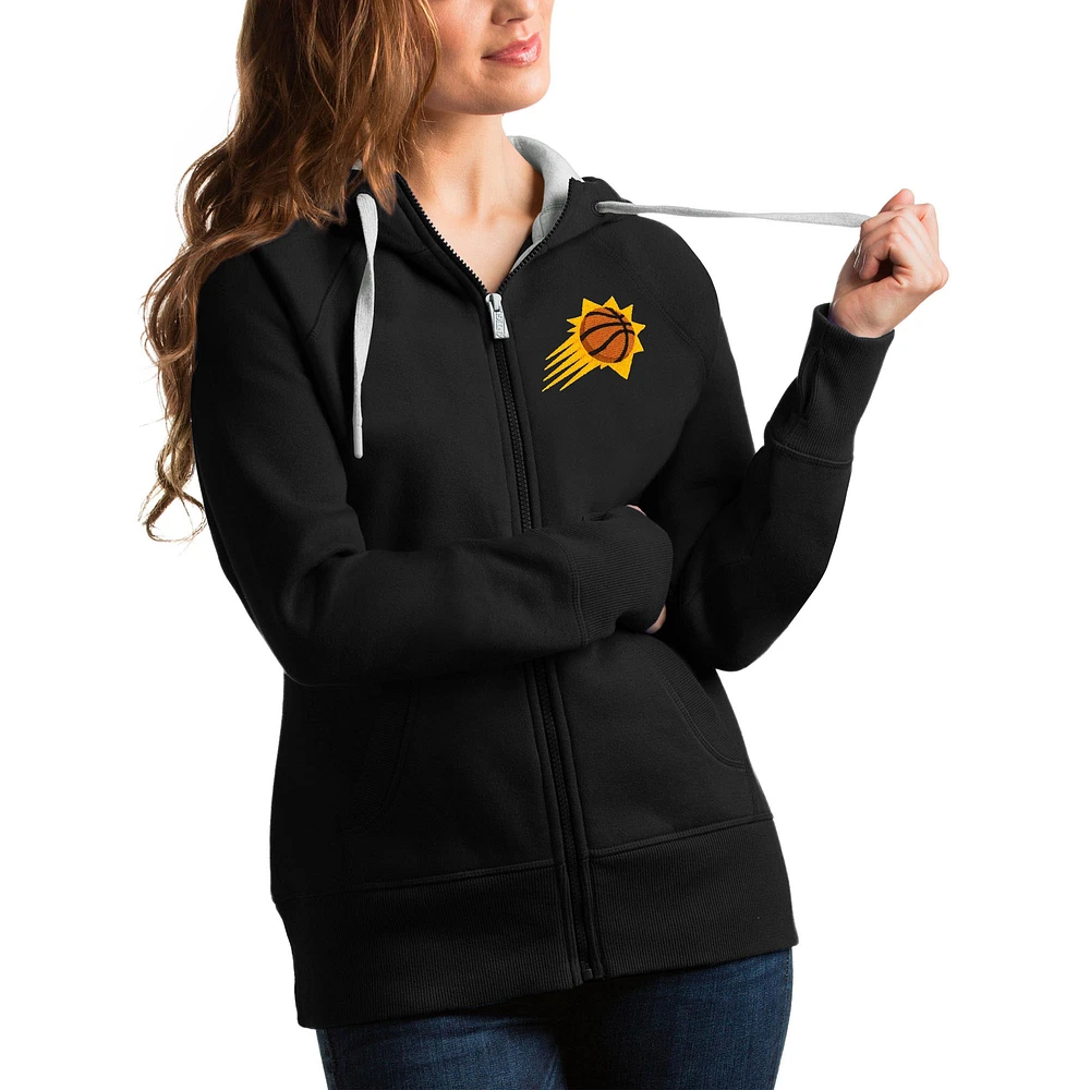 Women's Antigua Black Phoenix Suns Victory Full-Zip Hoodie