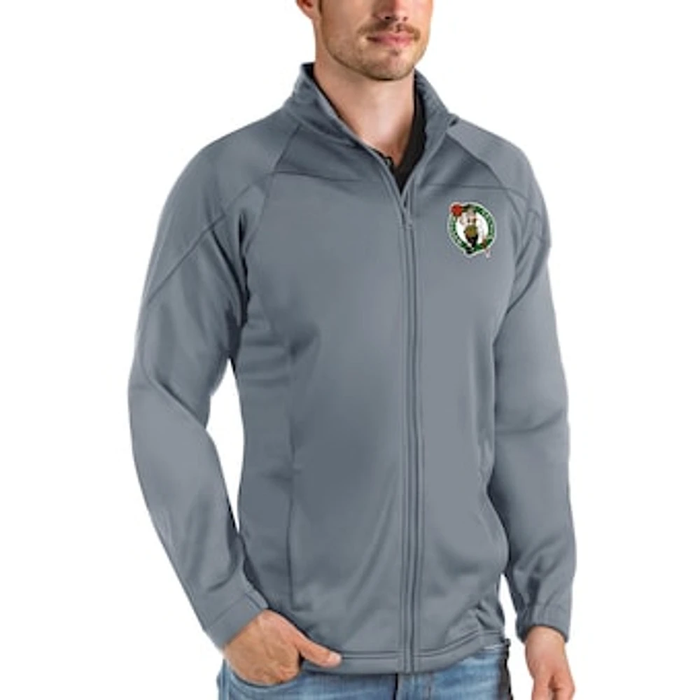 Men's Antigua Charcoal Boston Celtics Links Full-Zip Golf Jacket