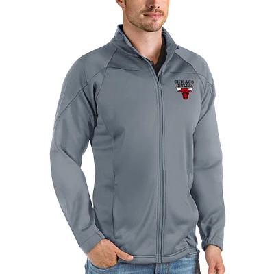 Men's Antigua Charcoal Chicago Bulls Links Full-Zip Golf Jacket