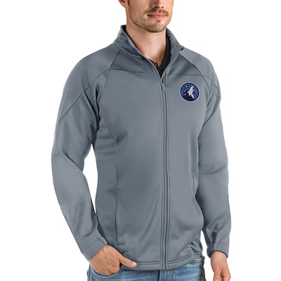 Men's Antigua Charcoal Minnesota Timberwolves Links Full-Zip Golf Jacket