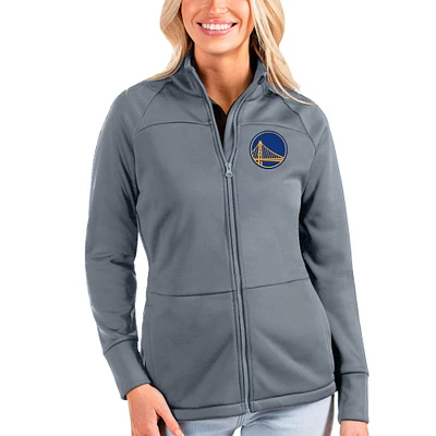 Women's Antigua Charcoal Golden State Warriors Links Full-Zip Golf Jacket