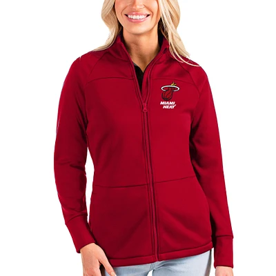 Women's Antigua Red Miami Heat Links Full-Zip Golf Jacket