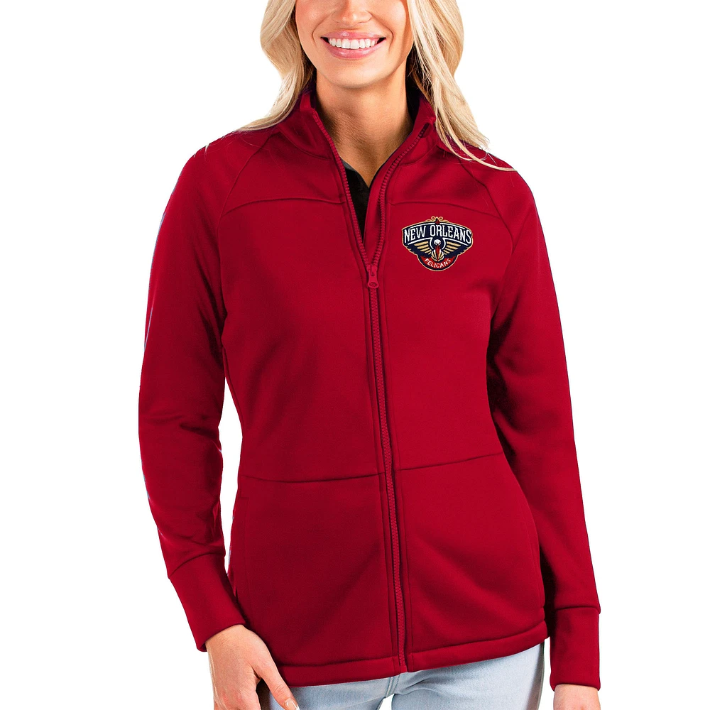 Women's Antigua Red New Orleans Pelicans Links Full-Zip Golf Jacket