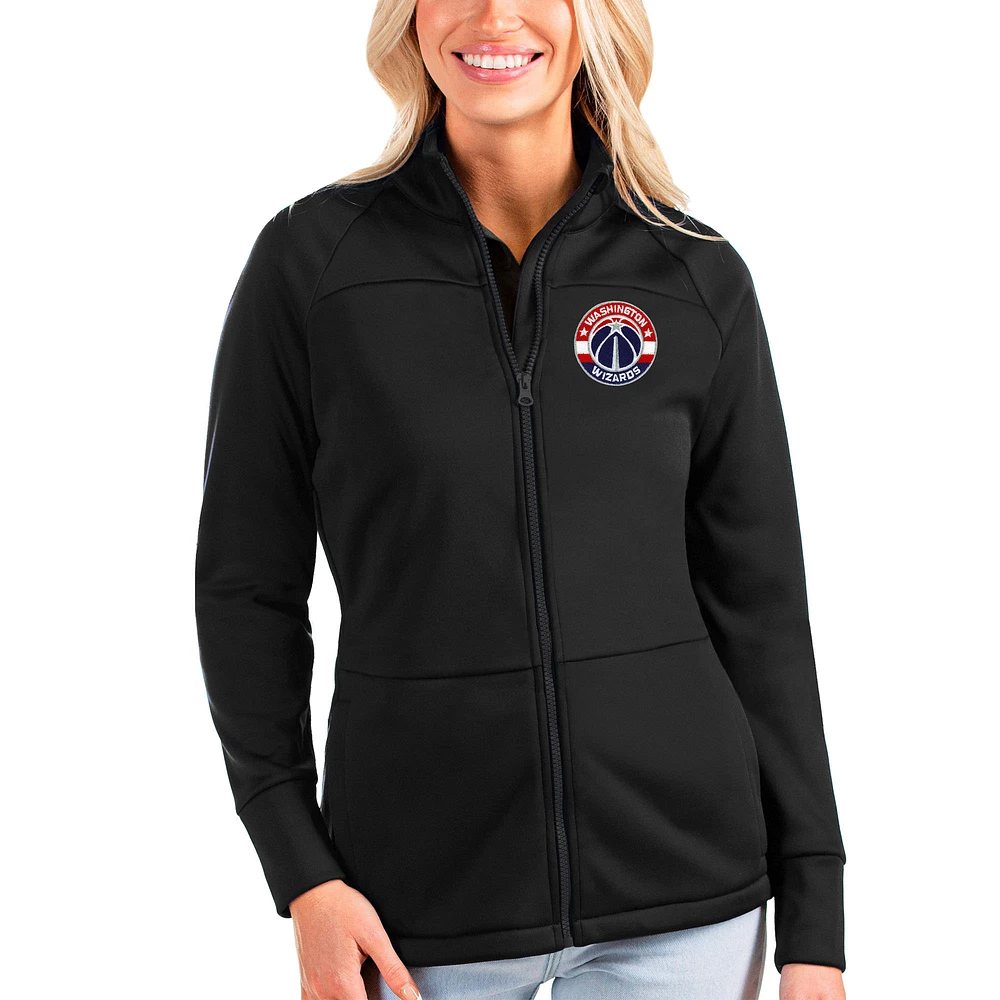 Women's Antigua Black Washington Wizards Links Full-Zip Golf Jacket