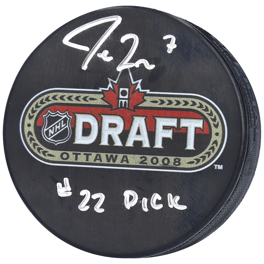 Jordan Eberle Seattle Kraken Autographed 2008 NHL Draft Hockey Puck with "#22 Pick" Inscription