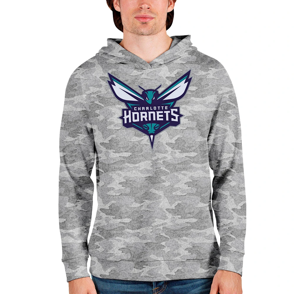 Men's Antigua Camo Charlotte Hornets Logo Absolute Pullover Hoodie
